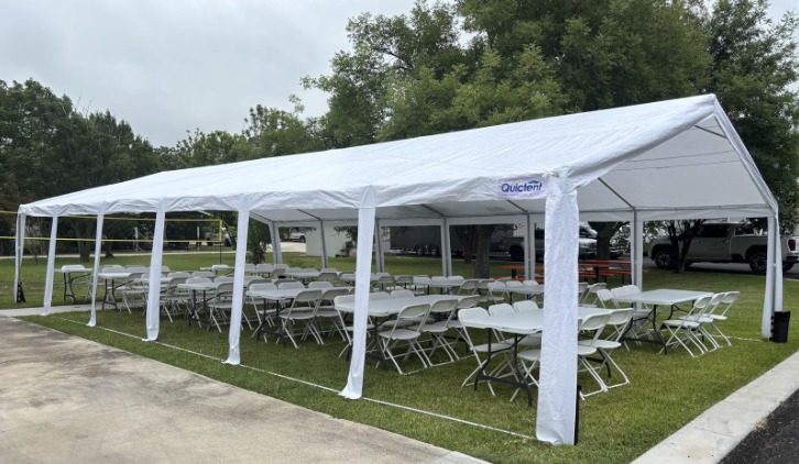 20x32 tent package with rectangle tables and chairs